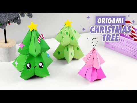 Оригами Елка из бумаги | Поделки на Новый год без клея | Origami Paper Christmas Tree