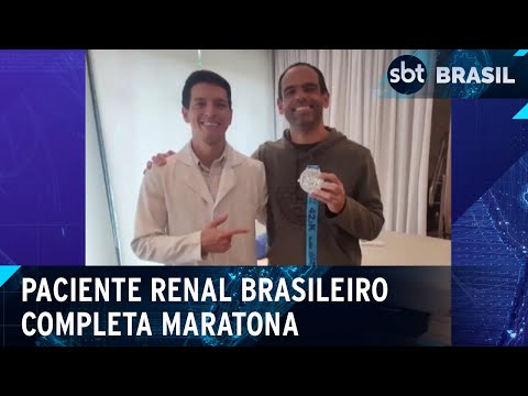 Paciente com doença renal crônica completa maratona | SBT Brasil (23/03/2024)