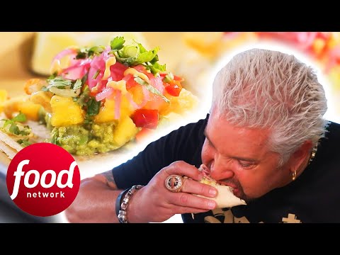 “South Florida On A Plate!” Guy Bites Into JUICY and FRUITY Fish Tacos | Diners, Drive-Ins & Dives