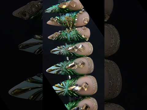 ✨ Luxury Green Crystal Nails – Xu hướng nail 2025 ✨#short