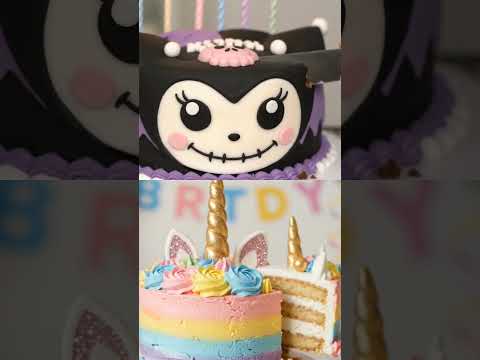 Birthday cake kuromi and unicorn #happybirthday #sanrio #kuromi #unicorn