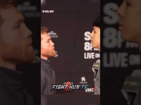 Canelo stares down jaime munguia in face off at press conference!