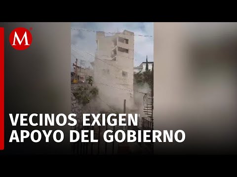 En Naucalpan, vecinos afectados por edificio en colapso piden a las autoridades que los apoyen