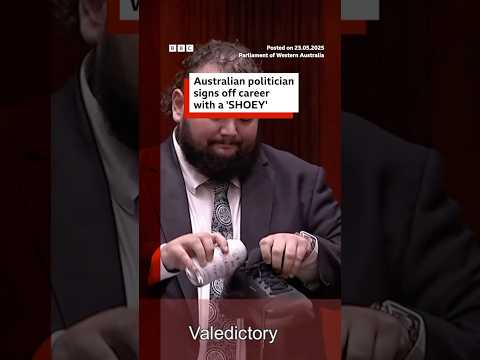 Australian politician signs off career with a 'shoey'. #Australia #BBCNews