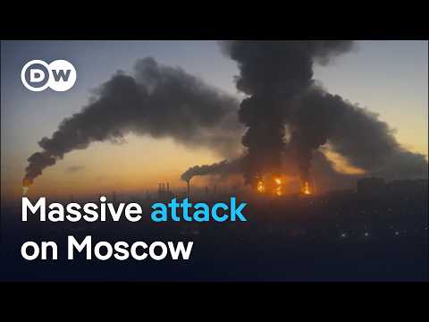 Record Ukrainian attack leaves Moscow ablaze on election day | DW News