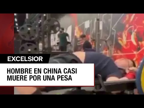 China: Hombre fitness casi muere asfixiado por una pesa