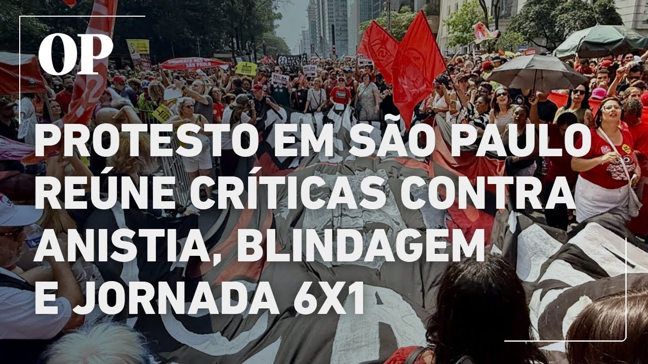 Protesto na Paulista reúne críticas contra anistia, PEC da Blindagem e jornada 6×1