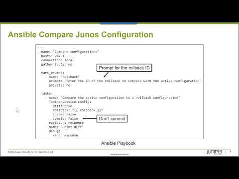 Comparing Junos Configuration Using the juniper.device Ansible Collection