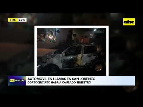 Automóvil en llamas en San Lorenzo