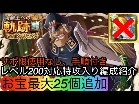 [トレクル]海賊王への軌跡VSシリュウ特攻入りレベル200対応編成紹介！お宝超特盛りの楽々編成！手順もあってすぐできる！[OPTC][海賊王への軌跡][討伐祭]