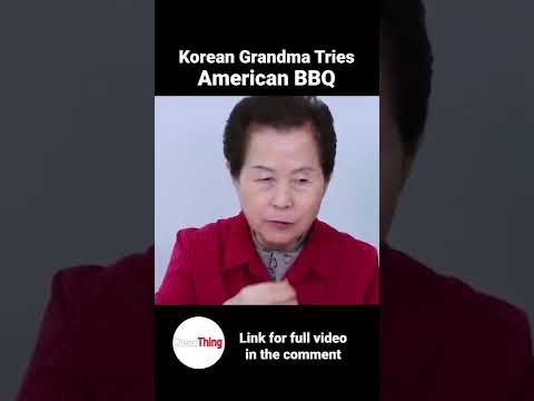 Korean Grandma Eating American BBQ 🍖 For The First Time #shorts