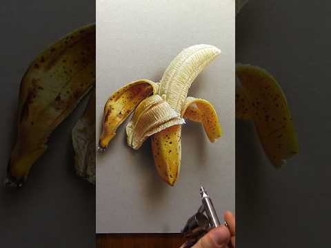 Peeled banana on paper #art