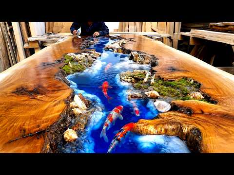 Epoxy Masterpiece : I Transformed A Log Into A Lifelike Ocean