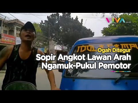 Diadang Lawan Arah, Sopir Angkot Berbaju Loreng Ini Ngamuk