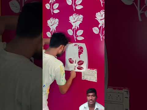 #Wall staincil desigin painting#wallpanting#wall#wallart#viral #trending #shortvideo #wallcoverings