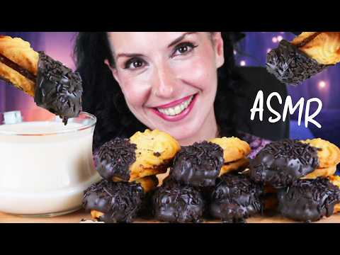 ASMR Chocolate Petit Fours Cookies with Apricot Jam 🍑🍫 Whispering & Eating Sounds