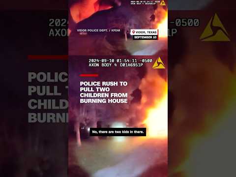 Police rush to pull two children from burning house