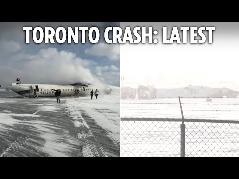 Live scenes of wreckage as passenger jet at Toronto Pearson Airport crashes on landing