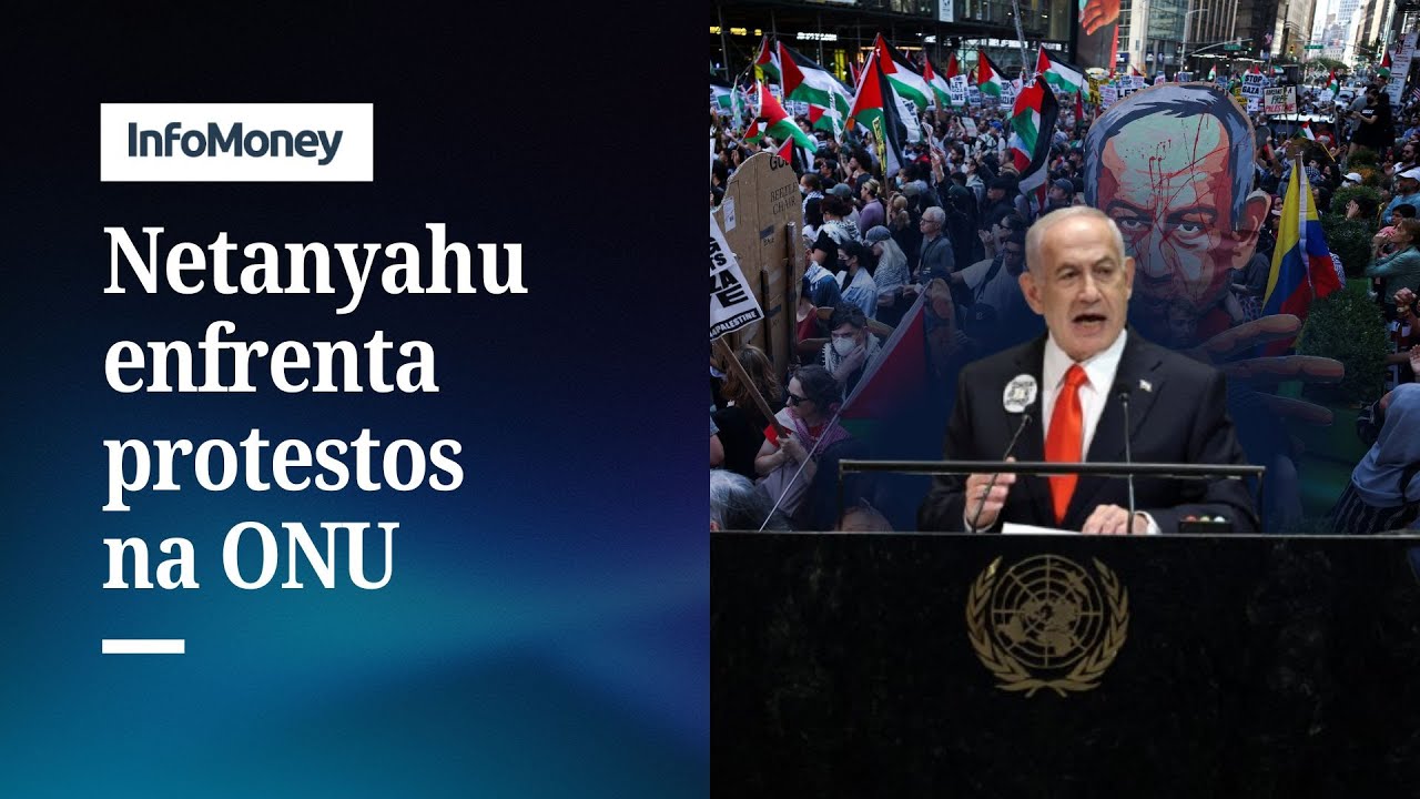 Netanyahu enfrenta protestos e plenário esvaziado na ONU | InfoMoney News