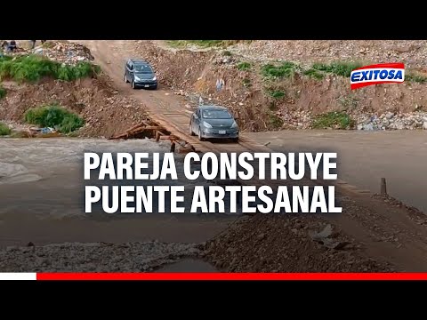 Huancayo: Pareja construye un puente artesanal para reemplazar el acceso al dañado puente Cunas