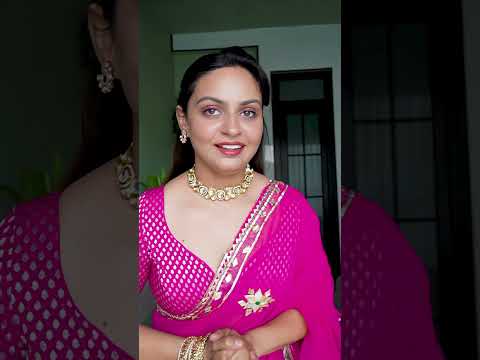 Gulabi saree look #styling #makeup #recereate