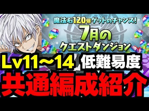 【7月のクエスト】Lv11〜14 アクセラレータ共通編成！低難易度アクセラレータで魔法石を爆速回収！代用＆立ち回り解説！【パズドラ】