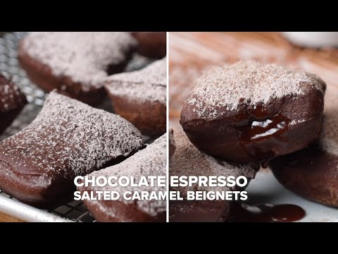 Chocolate Espresso Salted Caramel Beignets
