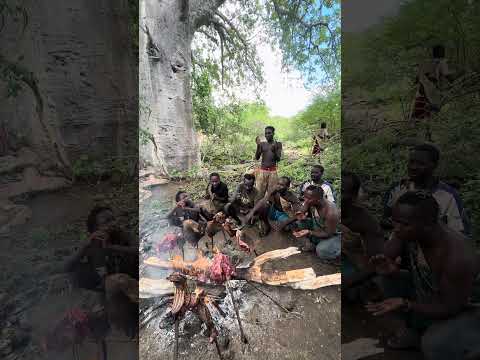 Hadzabe Tribe bushmen beautiful moment bbq and singing with family 🥰