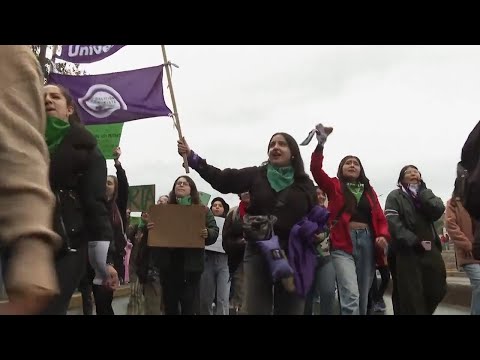 Women march in demand for safe abortion rights in Peru and Ecuador