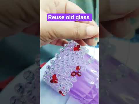 Reuse Old Glass into Beaded Pencil Holder ✨ | DIY Organizer Idea #shorts #recycling #beadedcraft