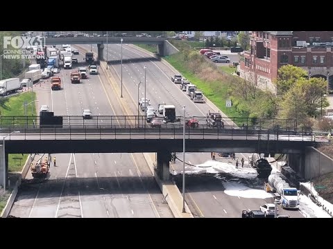 Drone: I-95 Norwalk, Connecticut crash damage