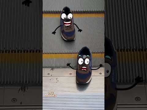 Life Doodles | Sneakers on the escalator 😂 #lifedoodles #shorts #animation
