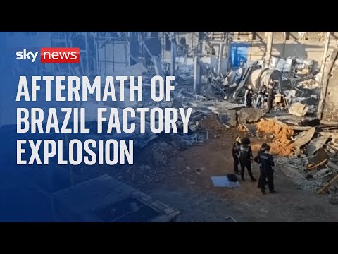 Aftermath of factory explosion in Brazil which killed two people