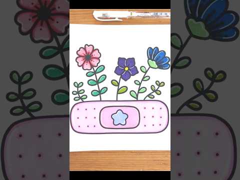 ASMR Coloring Cute Bandage🩹🌸 #ohuhumarkers #cocowyo #satisfying #art