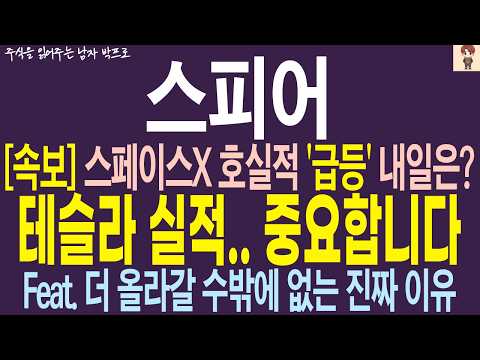 [스피어 주가전망] 스페이스X 호실적 <strong>급등</strong> ! 내일은 ?? 테슬라 <strong>실적</strong>.. 중요합니다 ! 더 올라갈 수밖에 없는 진짜 이유 !