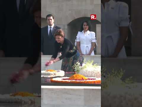 Dominican Republic VP Raquel Peña Pays Respects To Mahatma Gandhi At Rajghat