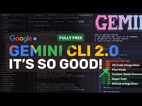 Gemini CLI 2.0 (New Upgrades): This is now BETTER THAN Claude Code! Integrate w/ VS Code, Plan mode!
