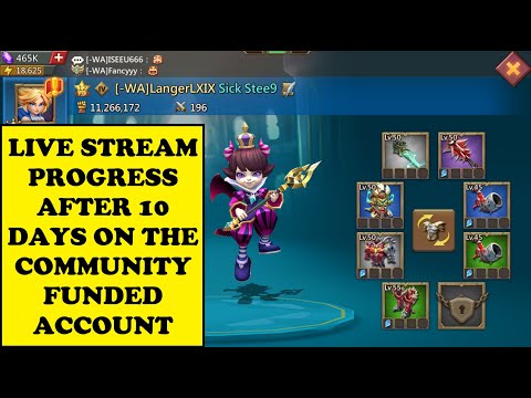 Lords Mobile -  LIVE STREAM - PROGRESS AFTER 10 DAYS ON THE COMMUNITY FUNDED ACCOUNT