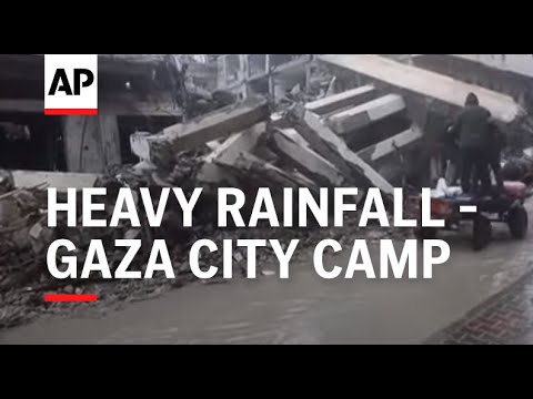 Heavy rainfall makes conditions for displaced in Gaza City camp even more desperate