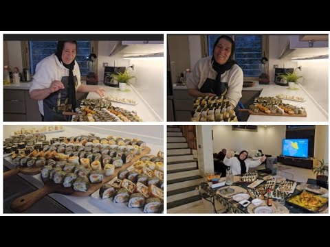 4K 🙏🏡🌙  يوم 12 في رمضان درت ليهم الطبلة كامله عامرة سوشي للفطور