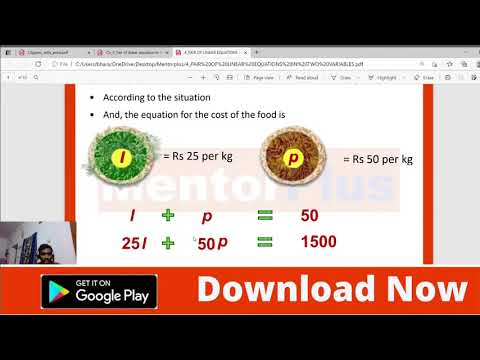 10th Class Maths 4_PAIR OF LINEAR EQUATIONS IN TWO VARIABLES  Chapter   Discussion by Mentorplus