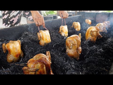 놀라운 짚불 통닭, 초대형 통닭구이 몰아보기 / Amazing Way to Grilled Chicken - Thai street food