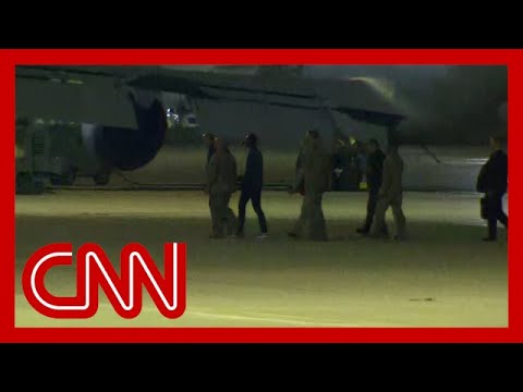 Video shows moment Travis King steps foot back on US soil