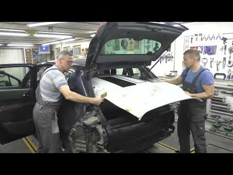 Пежо 3008. Меняя крыло, залезли под крышу. Body repair after an accident.
