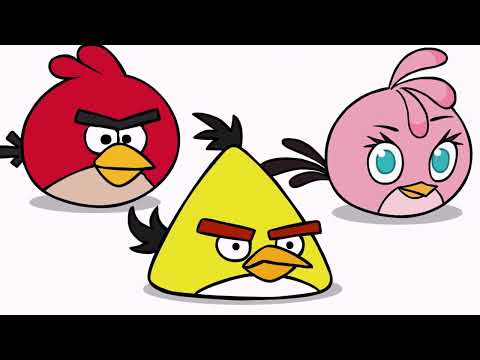 How to draw Angry Birds. Red, Chuck and Stella. Painting / Coloring.