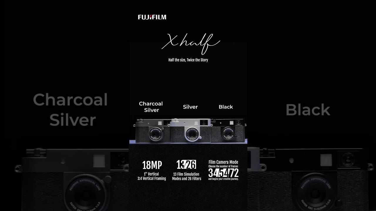 Big stories don’t need big cameras. They need the right format. Meet the Fujifilm X half, a vertical-format digital camera built for a new generation of creators.

* 3:4 format that frames the world your way
* 2-in-1 camera for stills and video
* 13 iconic Film Simulations & 26 filters
* Classic lever-style controls for quick shooting
* Compact, pocket-friendly body with signature Fujifilm design

#ShotOnFujifilm #Fujifilm #FujifilmXIndia #UpgradeToBetterColors #FujifilmXHalf #Fujifilmxseries #Xhalf
