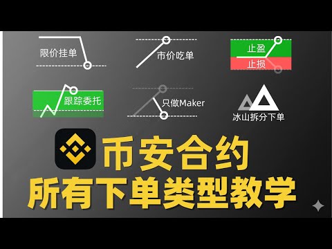 幣安合約教學 所有下單類型講解。限價單、市價單、止盈止損、只做Maker、跟蹤委託等等。#幣安合約 #限價單和市價單區別