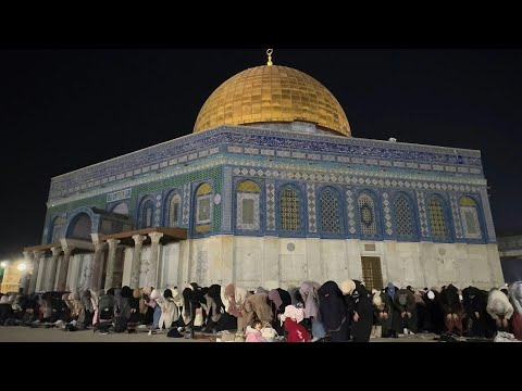 Muslim worshippers pray at Al-Aqsa as they enter the holy month of Ramadan | AFP