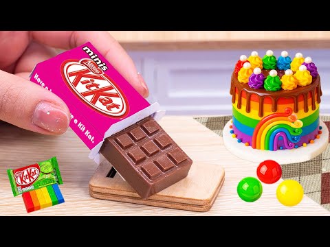 Amazing Rainbow KitKat Cake | Awesome Miniature Rainbow Cake Decorating with KitKat Chocolate