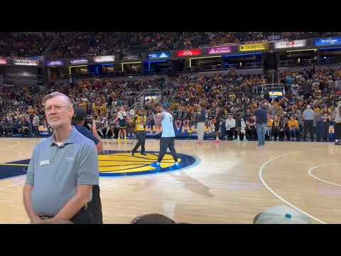 Indiana Pacers rookies Taelon Peter and Kam Jones sing and dance during 2025 Pacers FanJam